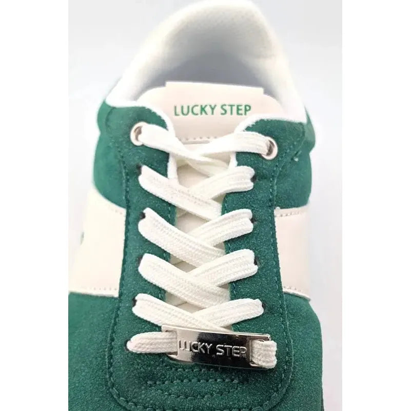 Lucky Step Women's Size 8M Retro Platform Sneaker in Green and White Lucky Step