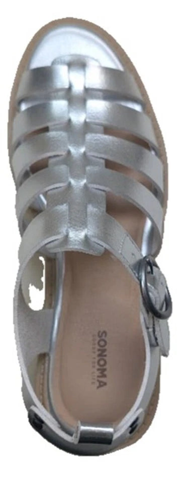 Sonoma Women's Naava Fisherman Sandals Silver w/ Buckle Boho New Shoe Sizes 5-9
