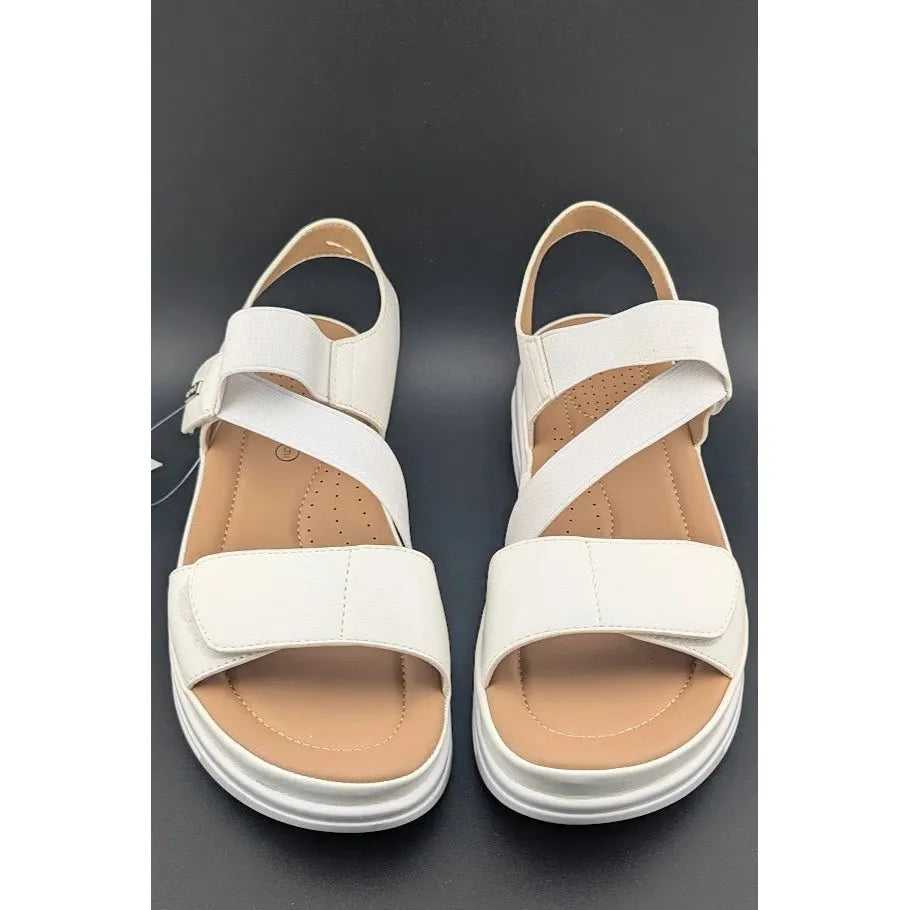 mysoft Women's Size 9 Walking Sandals Air Cushion Slingback Elastic Band Platform Shoes SoleComfort.shoes