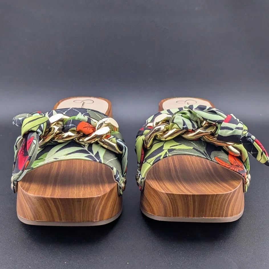 JESSICA SIMPSON Size 7 Resima Multicolor Lily of Jungle Slip On Platform Sandals SoleComfort.shoes