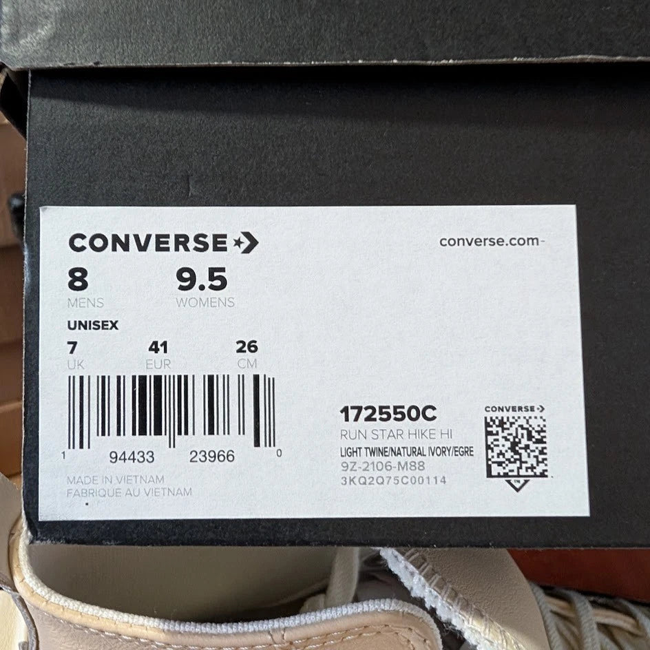Converse Chuck Taylor All Star Run Star Hike Hi Light Twine M 8/ Wos 9.5 172550C Converse
