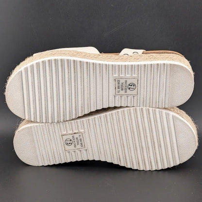 Womens Size 7.5 Soda "Topic" Espadrille Ankle Strap Platform Sandal Off-White SoleComfort.shoes