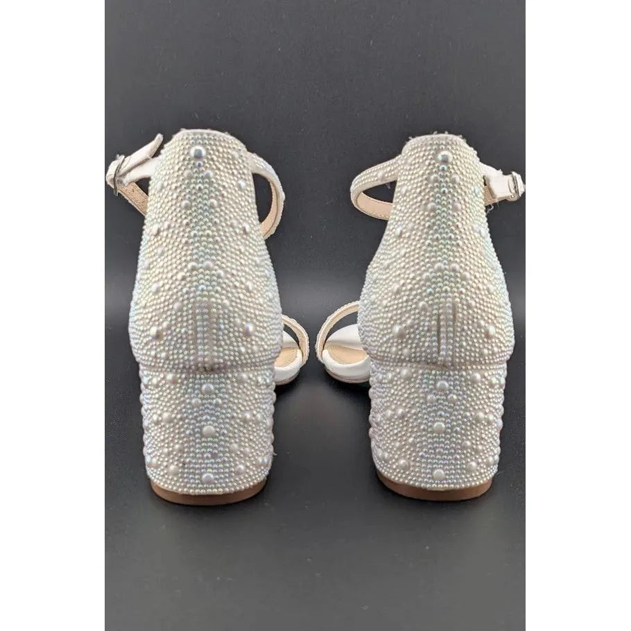 Blue by Betsey Johnson Women's Size 7.5W Mari Heeled Sandal Champagne SoleComfort.shoes