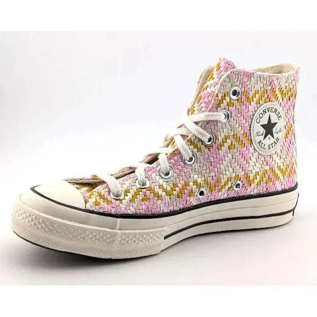 Converse Chuck Taylor All-Star Lift Platform | Women's Size 8, Men's 6 | Pink White Yellow Weave Converse