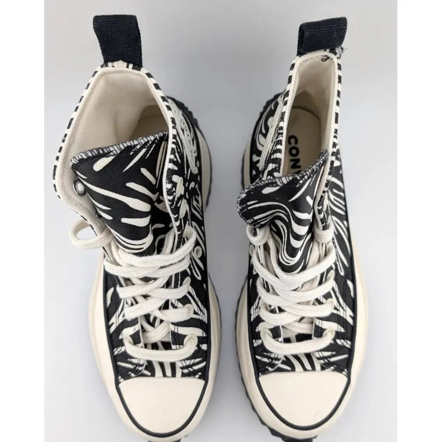 Converse Size W6 Run Star Hike Platform Animalier High Zebra Black White A03729C SoleComfort.shoes