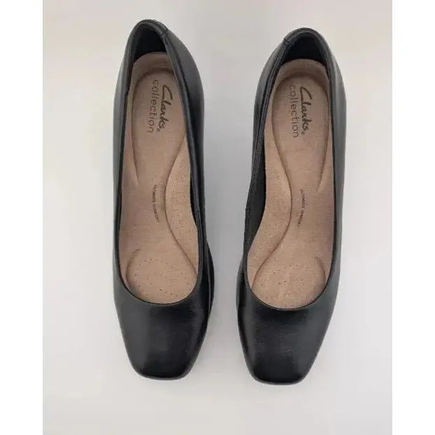 Clark’s Womens Kendall Iris Pump 2-inch Half "Stacked" Heel | Black Size 9.5 M Clarks