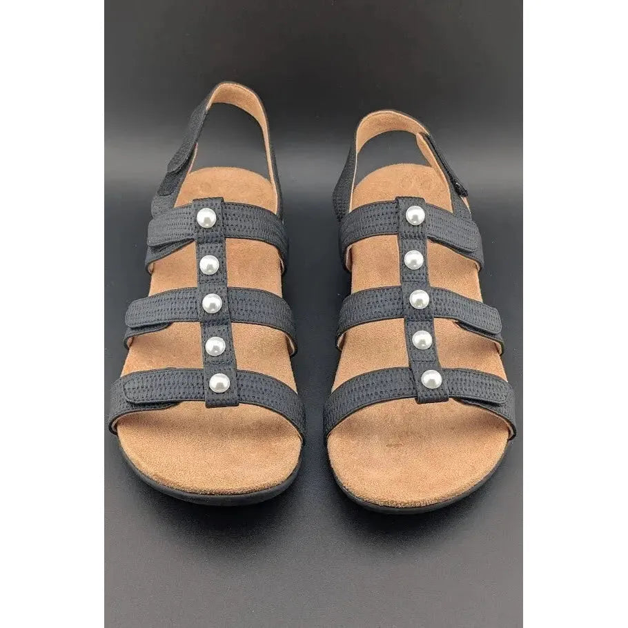Vionic sandals Vionic Women's Size 10W Amber Pearl Black Woven Faux Leather Slide Sandals Vionic