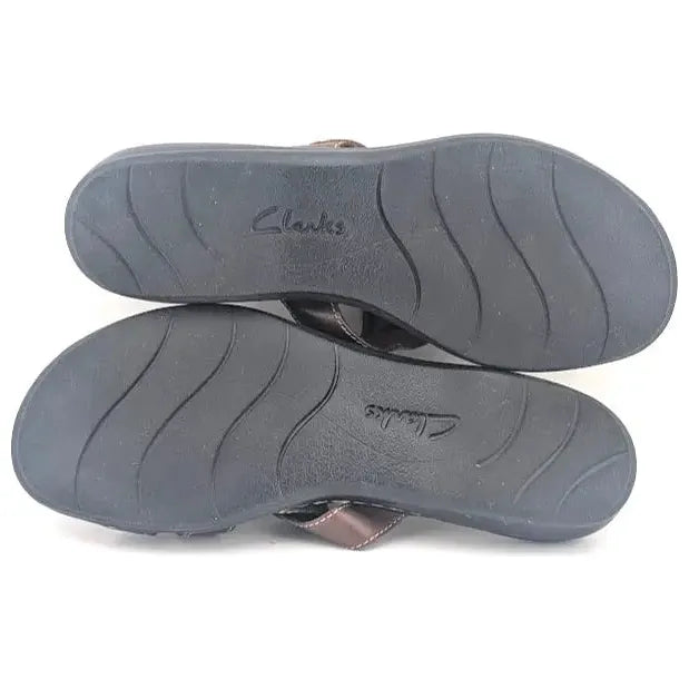 Clarks Collection Ultimate Comfort Sandals Women Size 10M Brown Leather Slides - SoleComfort.shoes