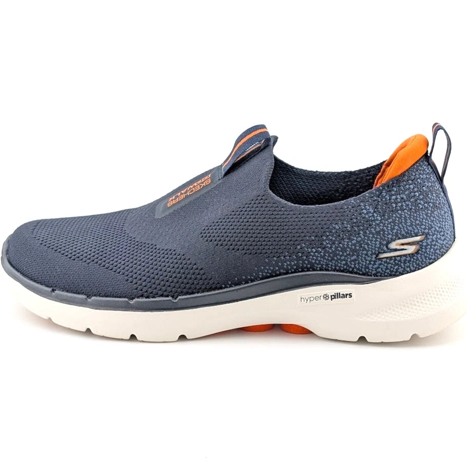 Skechers Men's Size 7 Go Walk 6 Navy-Orange Comfort Slip-On Shoe Sneaker 216202N Skechers