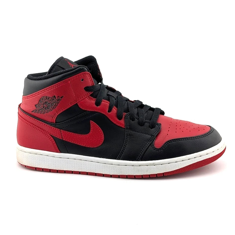 Nike Air Jordan 1 Mid Banned (2020) Blk Red Wht 554724-074 Men's Size 10.5 S SoleComfort.shoes