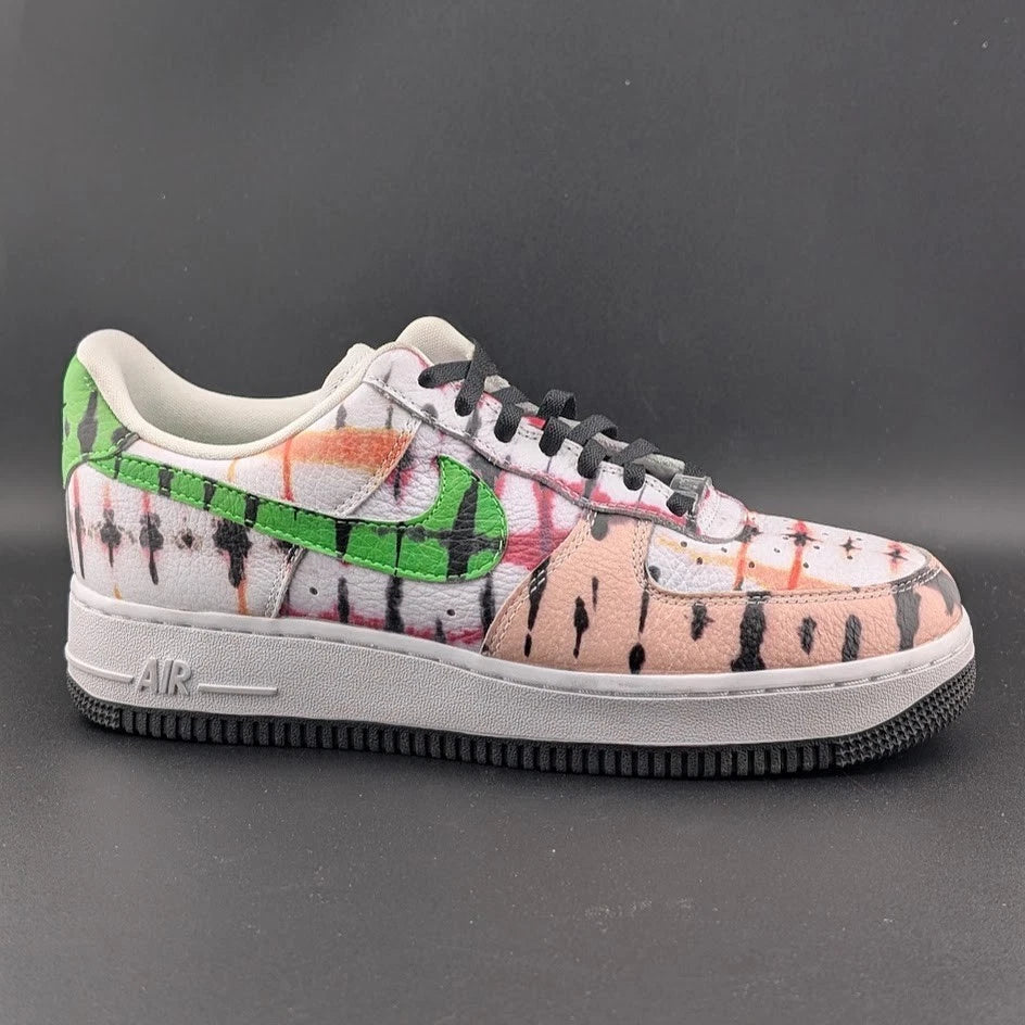Nike Air Force 1 Low Black Tie Dye Sneakers Women's Size 7.5 A Beaut! CW1267-101 SoleComfort.shoes