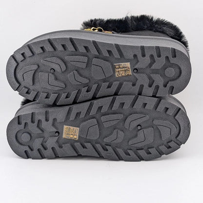 Carlkarida Size 7 Black Faux Fur Textile Suede Booties w/ Charm Bracelet JW2006 SoleComfort.shoes