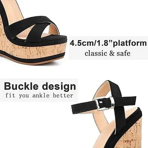 Women's Size 8 Platform Wedge 5.9" Heel Sandals Pumps Open Toe High Heels Shoes Merumonte