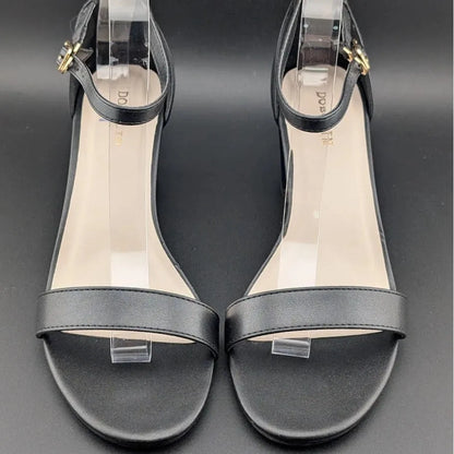 Women’s 8.5W Chunky 2.5" Heeled Sandals Round Open Toe Ankle Strap Dress Shoes SoleComfort.shoes