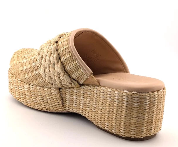 Sam Edelman Circus NY Jacey Natural Raffia Platform Clog Mule Wedge Slide Sz 7.5