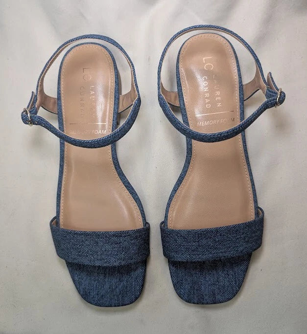 LC Lauren Conrad Obsidian Denim Blue Women's Slide Sandals - Size 8.5 NWB