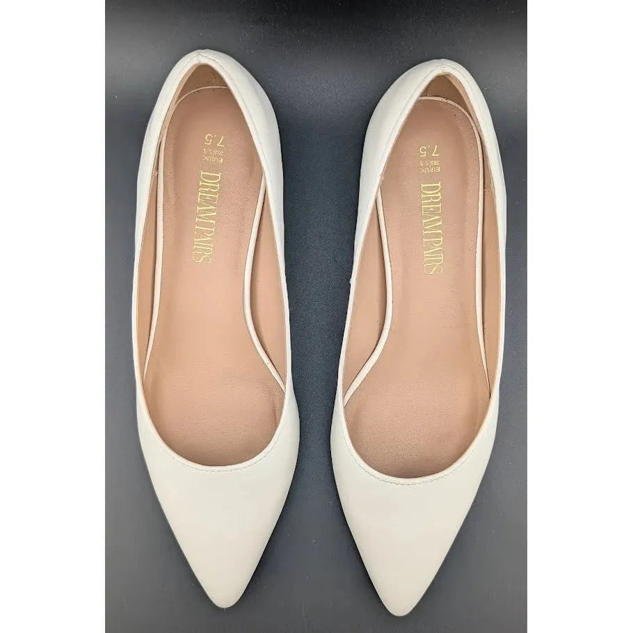 DREAM PAIRS Sz 7.5 Women Low Chunky Block Heel Pointed Toe Comfort Slip On Pumps SoleComfort.shoes