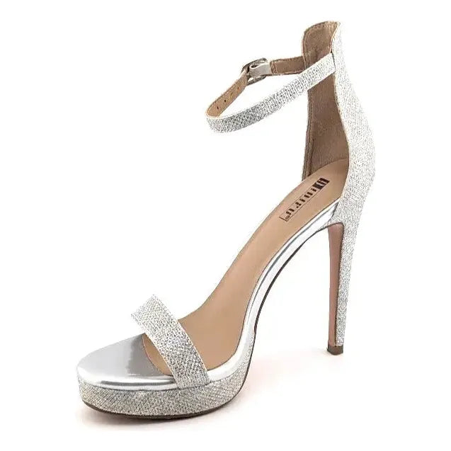 Pre-owned IDIFU Stiletto Platform Sandals Women's Size 8.5 SILVER Glitter Dressy Open Toe - SoleComfort.shoes