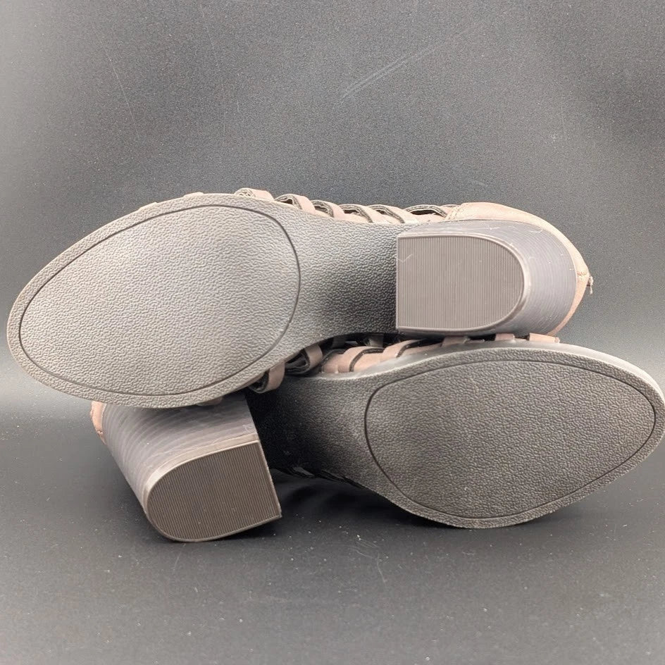 Sugar Size 8 Women's Western Bootie Sandal w/ 3.25" Chunky Heel Open Toe Strappy SoleComfort.shoes