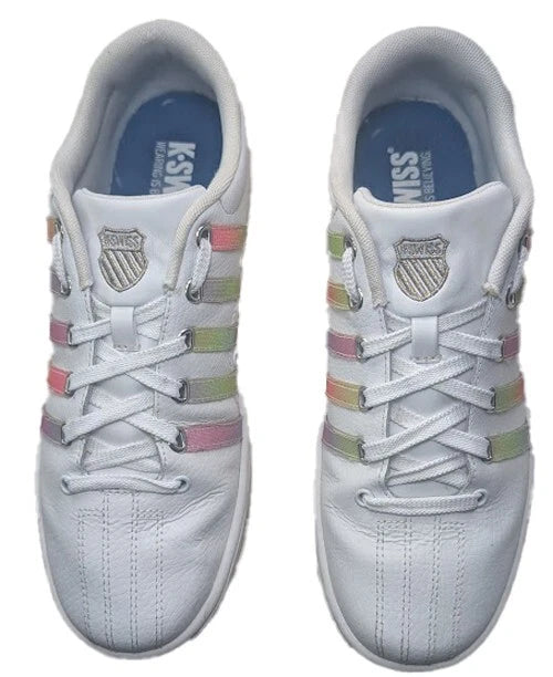 Pre-Owned K-Swiss Women's Court Pro II CMF White Rainbow Athletic Sneakers Womens Size 9.5