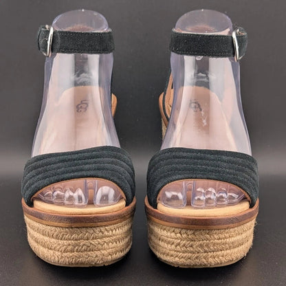 UGG Women's Size 6.5 Laynce Wedge Heel Sandal Black Reconditioned SoleComfort.shoes