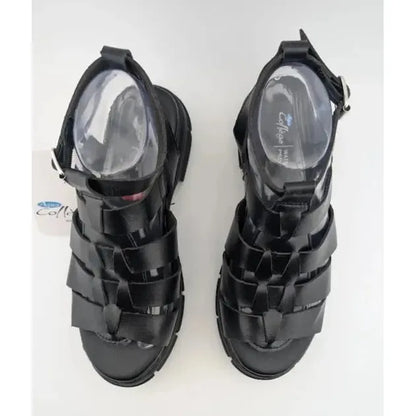 Women's Size 8 Aqua College Waterproof Fisherman Sandal Black PU Leather Aqua College