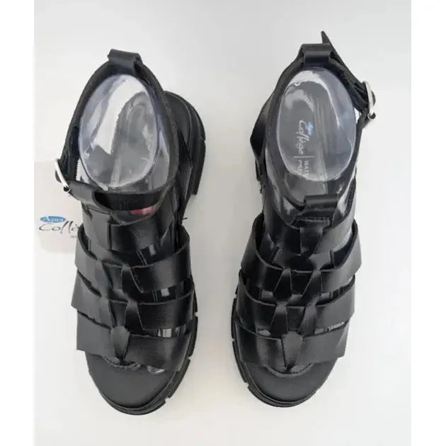 Women's Size 8 Aqua College Waterproof Fisherman Sandal Black PU Leather Aqua College