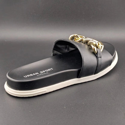 UrbanSport By J/Slides Women's Fruit Chain Comfort Sandal in Camel or Black Luxe SoleComfort.shoes