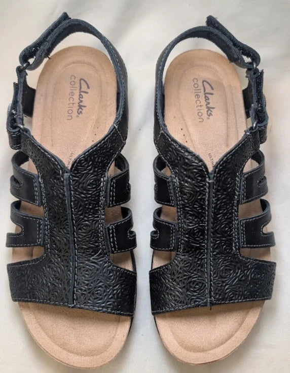 Women's Size 7.5M Clarks April Belle Sandal | 77018 | Leather Upper / Footbed
