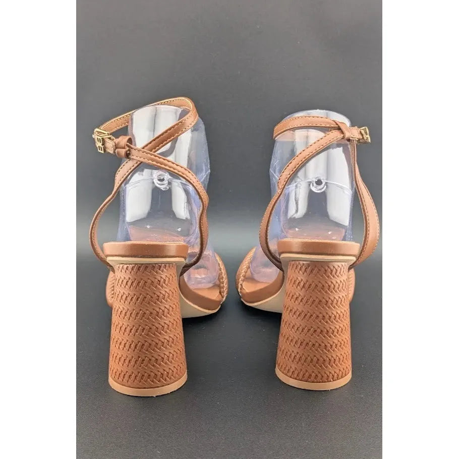Viciously Vixen Size 6 Women's Block High Heels Square Toe Heeled Sandals Ankle SoleComfort.shoes