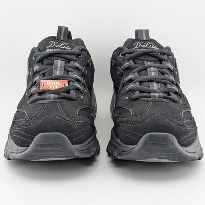 Skechers Womens Size 9.5W D'Lites Play On Black Lace-Up Oxford Sneaker 11949BBK Skechers
