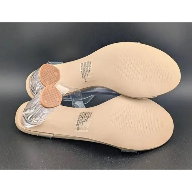 Women's Acrylic 4" Heel Clear Strap Sandal Size US 9 Nude Fashion Dress Shoe ShoeDazzle