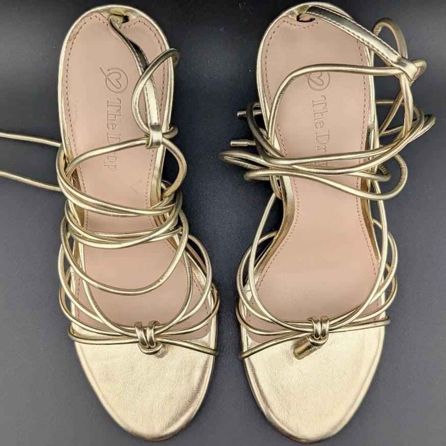 The Drop Women's Size 6.5 Gold Archie Lace-Up Gladiator Strappy Heeled Sandal The Drop