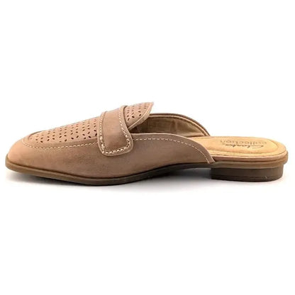 Clarks Collection Size 6 Wide Perforated Leather Mules Lyrical Rose Warm Beige Clarks