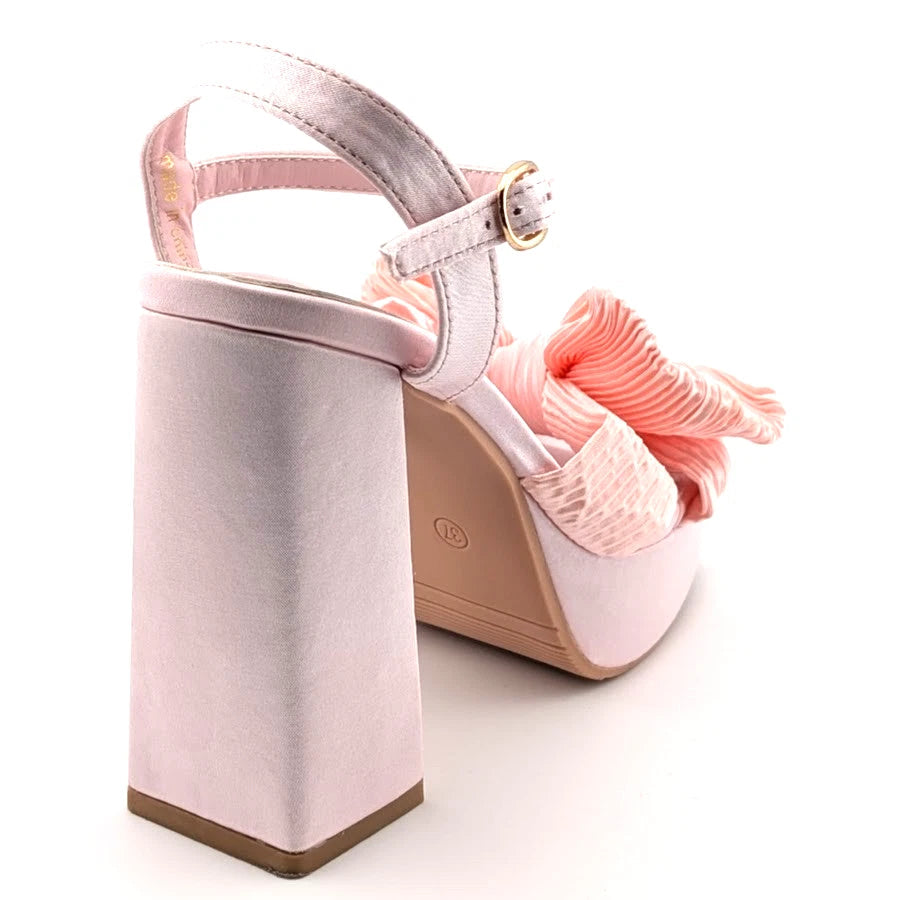 Womens Sz 37 (US 6-6.5) Bow-Knot Platform Mid-Chunky Heel Open Toe Dress Ankle Strap Sandal SoleComfort.shoes