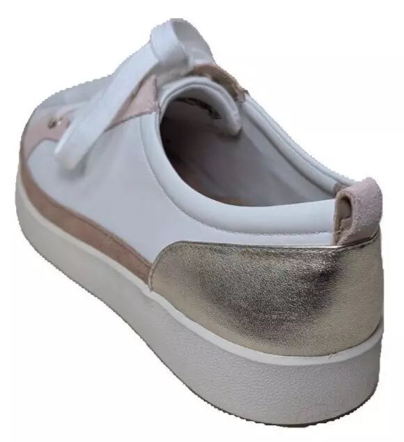 Vionic Leather Winny Walker Sneaker Size 8W 1028W White Gold New NoBox AMPA Approved