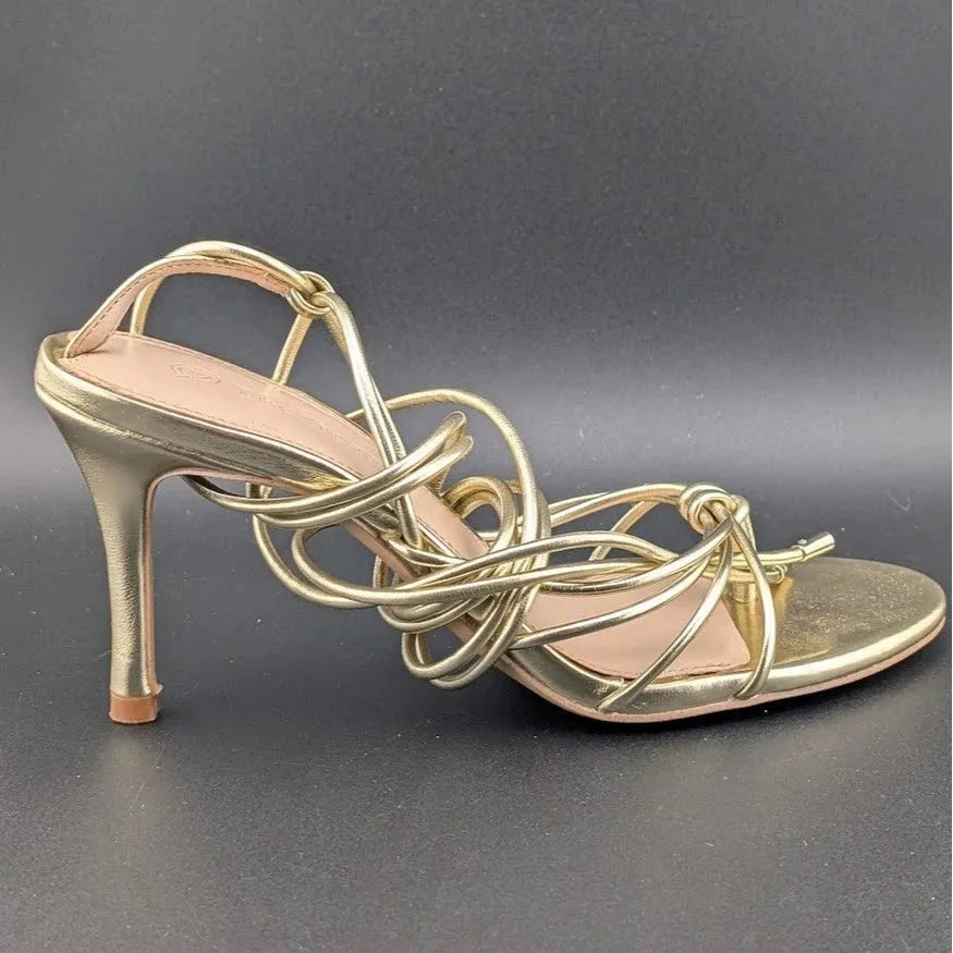 The Drop Women's Size 6.5 Gold Archie Lace-Up Gladiator Strappy Heeled Sandal