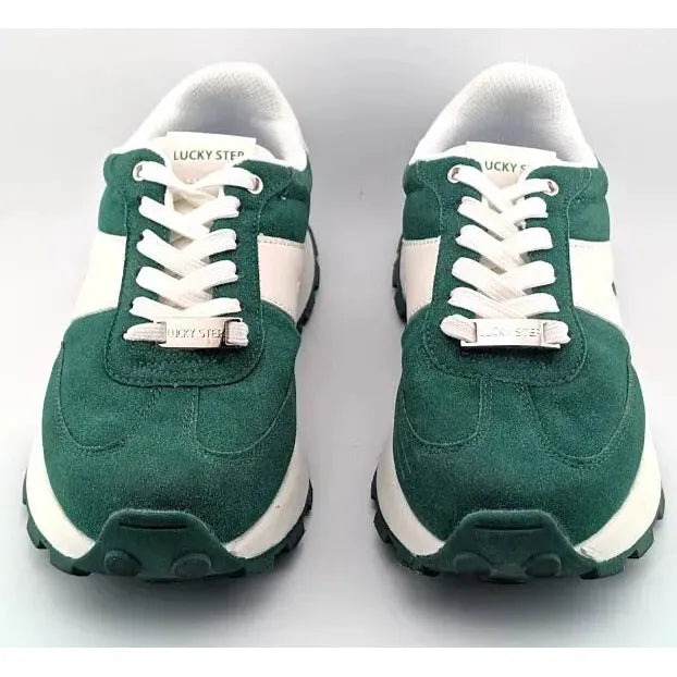 Lucky Step Women's Size 8M Retro Platform Sneaker in Green and White Lucky Step