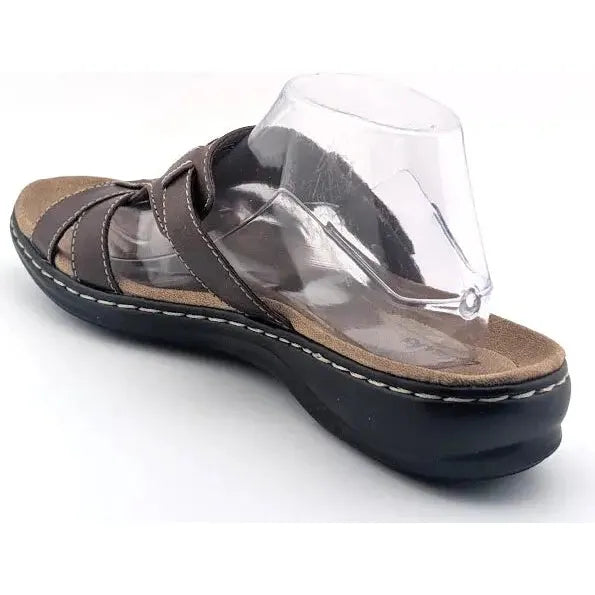 Clarks Collection Ultimate Comfort Sandals Women Size 10M Brown Leather Slides - SoleComfort.shoes