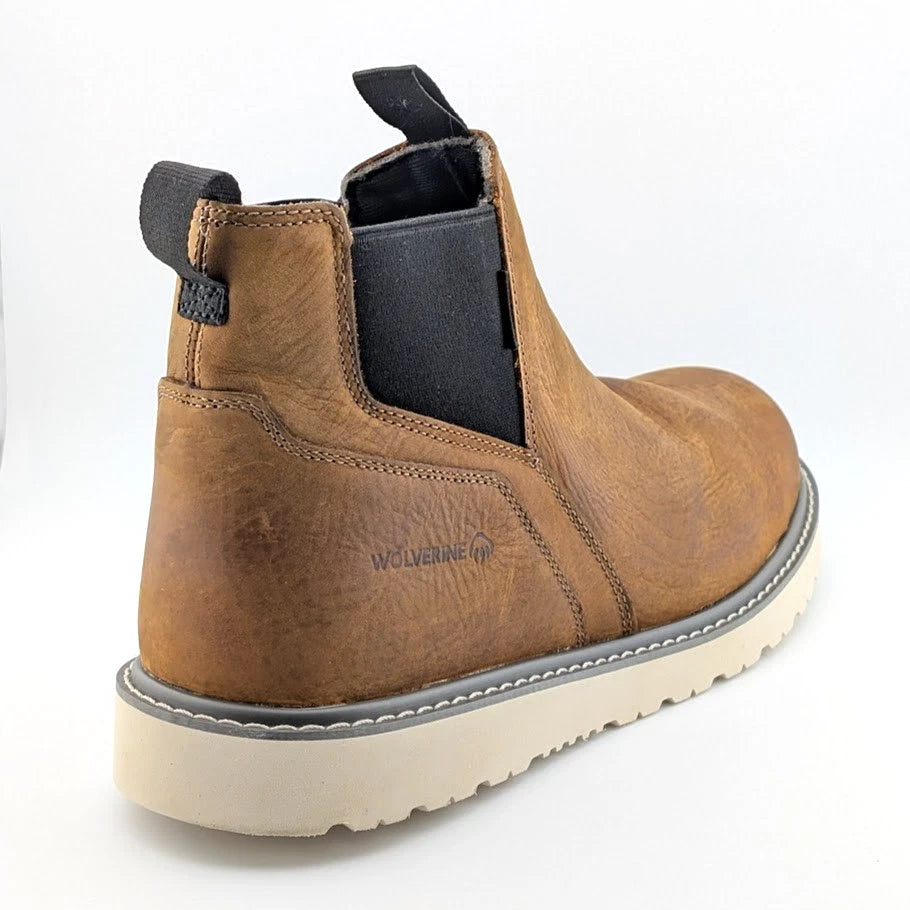 Mens 13XW Wolverine Trade Wedge Rome Steel-Toe Waterproof Work Boot Brown SoleComfort.shoes