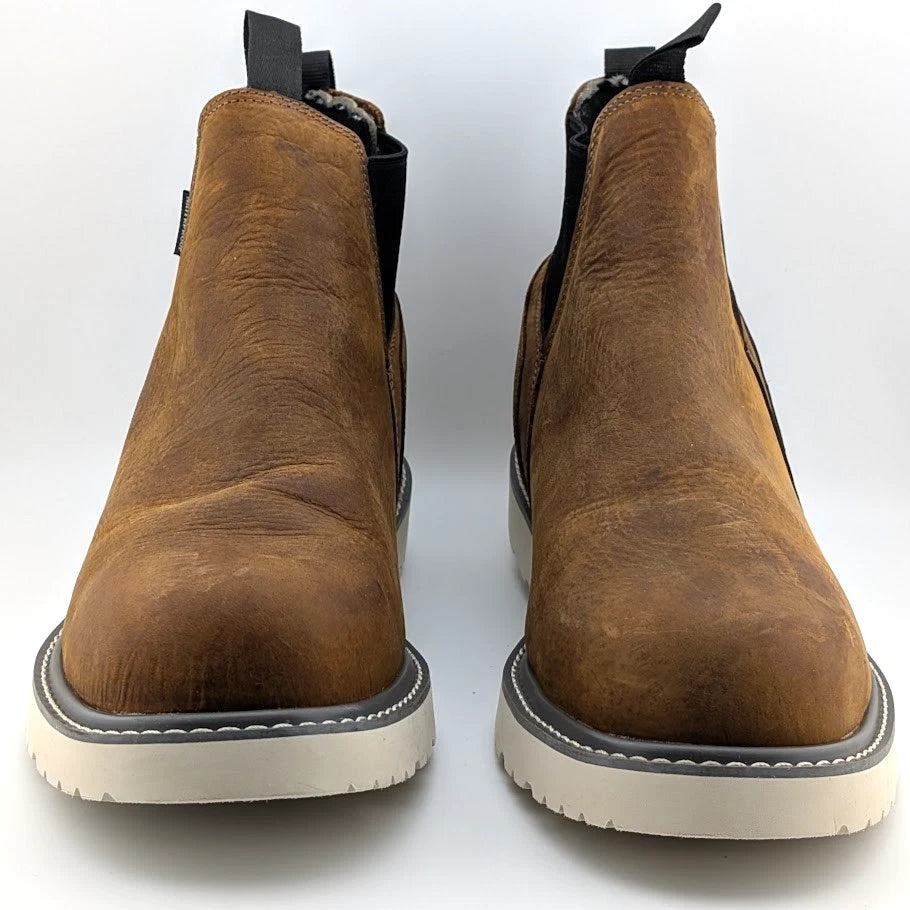 Mens 13XW Wolverine Trade Wedge Rome Steel-Toe Waterproof Work Boot Brown SoleComfort.shoes