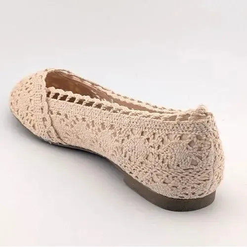 Fever Sole Women's Ivory Crochet Lace Ballet Flats Size 8.5 M Round Toe Shoes Fever Sole