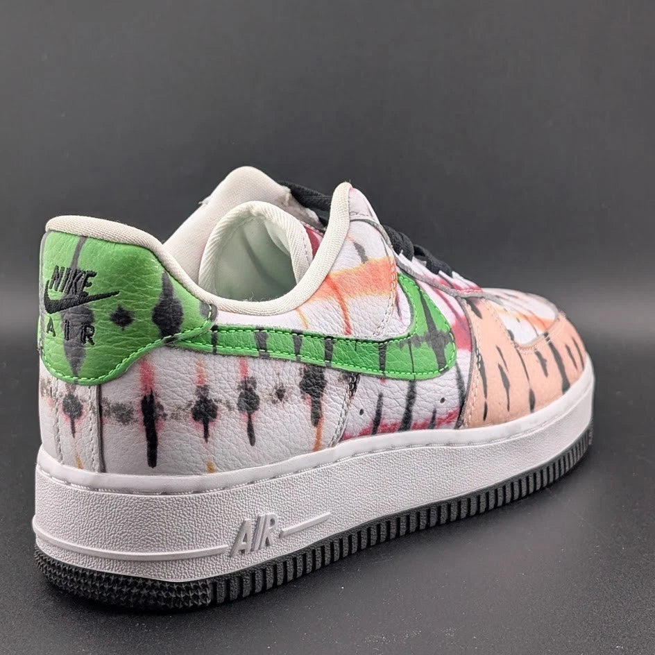 Nike Air Force 1 Low Black Tie Dye Sneakers Women's Size 7.5 A Beaut! CW1267-101 SoleComfort.shoes