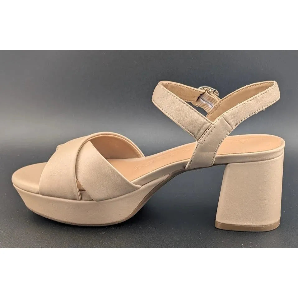AEROSOLES Women's Cosmos Crisscross Buckle Sandals Sz 6M Beige Bisque Leather SoleComfort.shoes