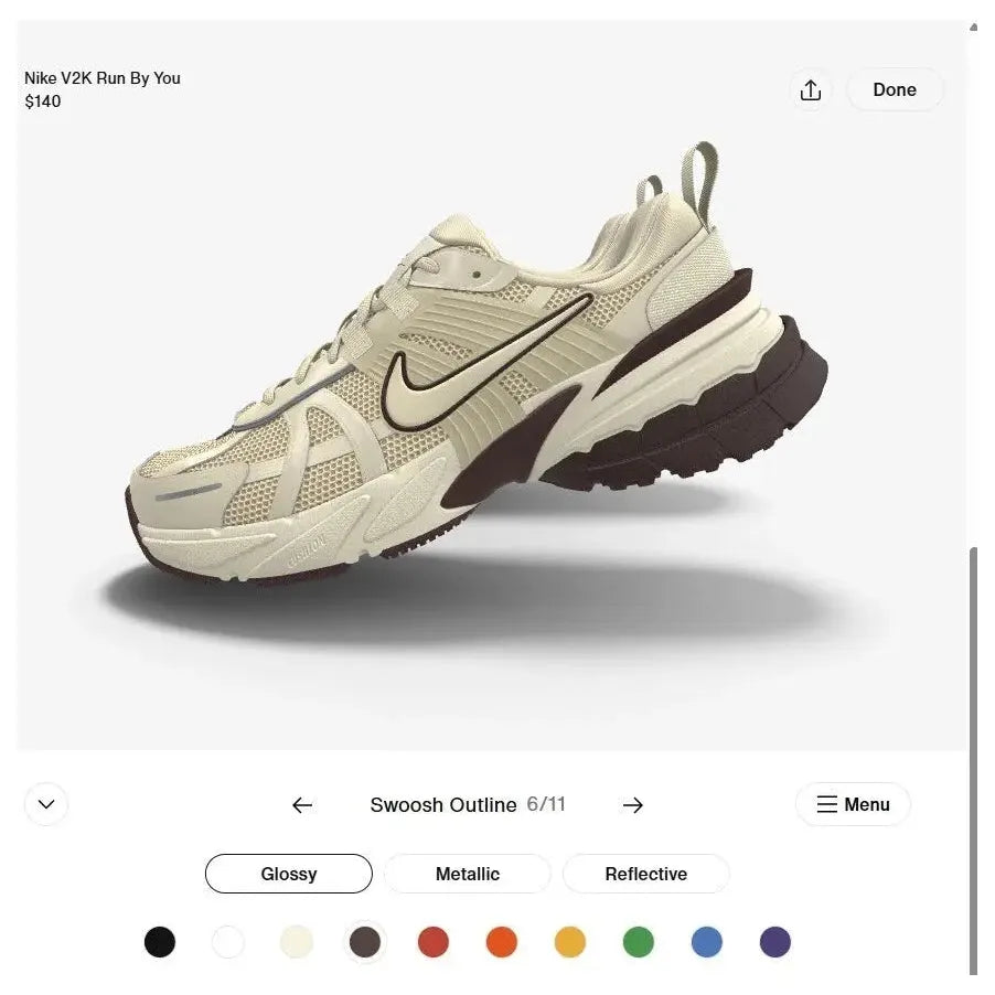 Nike Womens Size 9.5 V2K Run Sneaker Custom Color Ivory /Tan Casual Shoes IB1980 Nike