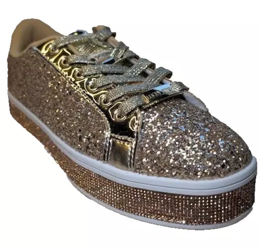 LUCKY STEP Size 8 Glitter Sneakers Lace up Fashion Sneakers Sparkly Shoes for Women