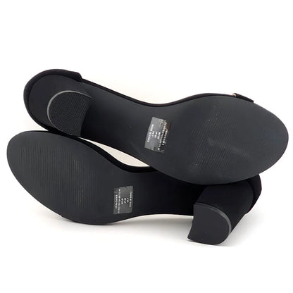 Women's Sz 9 Ankle Strap Heeled Sandals Open Round Toe Strappy Low Block Heels SoleComfort.shoes