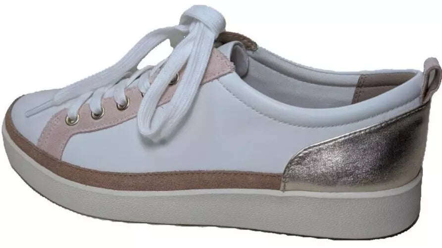 Vionic Leather Winny Walker Sneaker Size 8W 1028W White Gold New NoBox AMPA Approved