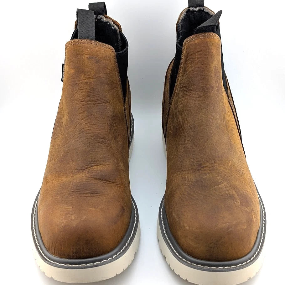 Mens 13XW Wolverine Trade Wedge Rome Steel-Toe Waterproof Work Boot Brown SoleComfort.shoes