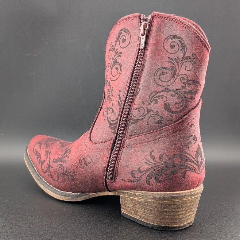 Roper Size 10 Short Stuff Embroidery Snip Toe Cowboy Booties Womens Casual Boot SoleComfort.shoes